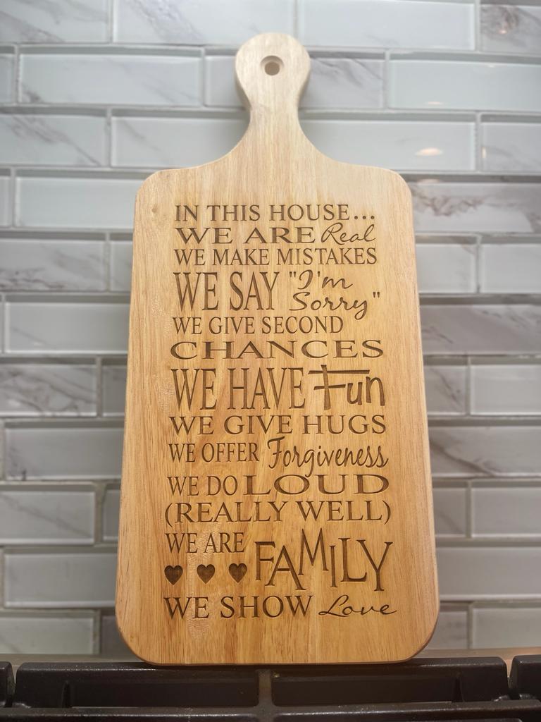 Family Rules engraved boards